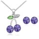  Kirschförmiges Schmuckset, Tansanit, verziert mit Swarovski-Kristallen