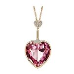  Halskette mit Herzmuster, lila, verziert mit Swarovski-Kristallen