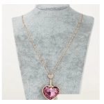  Halskette mit Herzmuster, lila, verziert mit Swarovski-Kristallen