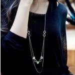  Lange Doppelkette, verziert mit Swarovski-Kristallen