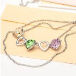  Lange Doppelkette, verziert mit Swarovski-Kristallen