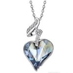 Lange Halskette mit Herzanhänger, verziert mit Swarovski-Kristallen