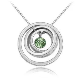    Konzentrische runde Halskette, Peridot, verziert mit Swarovski-Kristallen