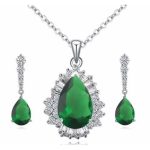  Tropfenförmiges Schmuckset, Grün