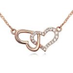  Ineinander verschlungene Doppelherz-Halskette, Roségold, Roségold