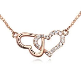    Ineinander verschlungene Doppelherz-Halskette, Roségold, Roségold