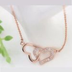  Ineinander verschlungene Doppelherz-Halskette, Roségold, Roségold