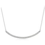  Gebogene Halskette mit Anhänger, Rhodium