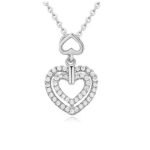  Doppelte herzförmige Halskette, Kristall