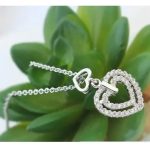  Doppelte herzförmige Halskette, Kristall