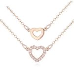  Doppelkette mit Herzanhänger, Roségold, Roségold