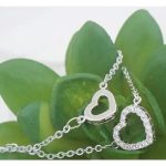  Doppelkette mit Herzanhänger, Rhodium