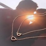  Doppelkette mit Herzanhänger, Roségold, Roségold