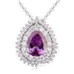  Halskette mit Wassertropfen-Anhänger, Amethyst