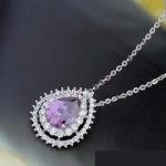  Halskette mit Wassertropfen-Anhänger, Amethyst