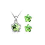  Pflaumenblüten-Schmuckset, Peridotgrün, verziert mit Swarovski-Kristallen