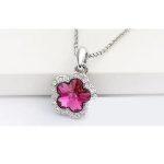  Pflaumenblüten-Schmuckset, Fuchsia, verziert mit Swarovski-Kristallen