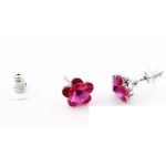  Pflaumenblüten-Schmuckset, Fuchsia, verziert mit Swarovski-Kristallen
