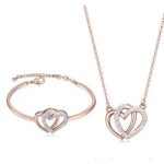 Doppelherz-Schmuckset, funkelndes Gold