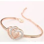 Doppelherz-Schmuckset, funkelndes Gold