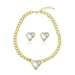 Herz-Schmuckset, weiß, verziert mit Swarovski-Kristallen