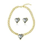  Herz-Schmuckset, Grau, verziert mit Swarovski-Kristallen