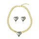  Herz-Schmuckset, Grau, verziert mit Swarovski-Kristallen