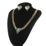  Herz-Schmuckset, Grau, verziert mit Swarovski-Kristallen