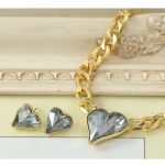  Herz-Schmuckset, Grau, verziert mit Swarovski-Kristallen