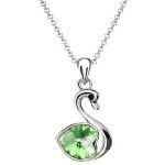  Halskette mit Schwanenanhänger, Peridot, verziert mit Swarovski-Kristallen