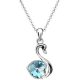 Halskette mit Schwanenanhänger, Aquamarin, verziert mit Swarovski-Kristallen