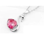  Halskette mit Schwanenanhänger, Light Rose, verziert mit Swarovski-Kristallen