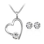  Schmuckset mit Herzanhänger, Kristall, verziert mit Swarovski-Kristallen