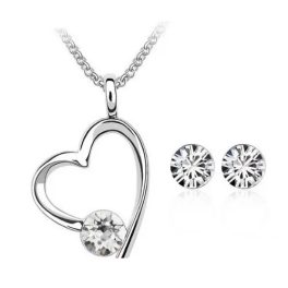   Schmuckset mit Herzanhänger, Kristall, verziert mit Swarovski-Kristallen