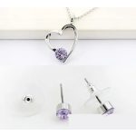 Schmuckset mit Herzanhänger, Viola, verziert mit Swarovski-Kristallen