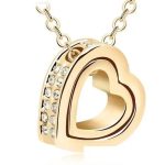  Halskette mit doppeltem Herzanhänger, 18 Karat vergoldet