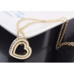  Halskette mit doppeltem Herzanhänger, 18 Karat vergoldet