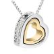  Doppelherz-Anhänger-Halskette, 18 Karat Gold und Rhodium