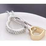  Doppelherz-Anhänger-Halskette, 18 Karat Gold und Rhodium