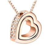  Doppelherz-Anhänger-Halskette, Roségold, Roségold