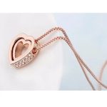  Doppelherz-Anhänger-Halskette, Roségold, Roségold