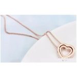  Doppelherz-Anhänger-Halskette, Roségold, Roségold