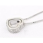  Halskette mit doppeltem Herzanhänger, Rhodium