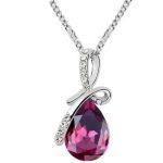  Halskette mit Anhänger, Amethyst, verziert mit Swarovski-Kristallen