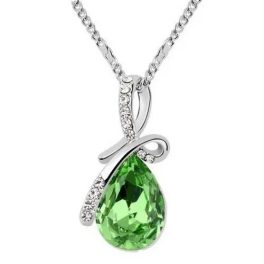    Halskette mit Anhänger, Peridot, verziert mit Swarovski-Kristallen