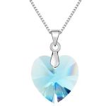  Halskette mit Herzanhänger, Aquamarin, verziert mit Swarovski-Kristallen