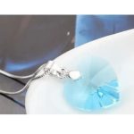 Halskette mit Herzanhänger, Aquamarin, verziert mit Swarovski-Kristallen