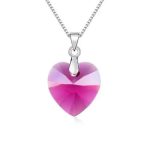  Halskette mit Herzanhänger, Fuchsia, verziert mit Swarovski-Kristallen