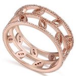  Ring aus Zirkonia mit Blattmuster, funkelndes Gold, 8,5