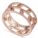  Ring aus Zirkonia mit Blattmuster, funkelndes Gold, 7,5